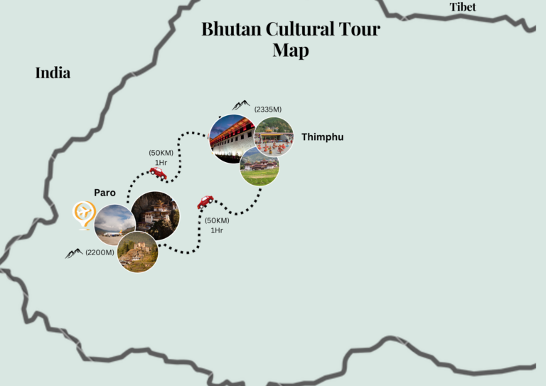 3 Days Bhutan Tour Map