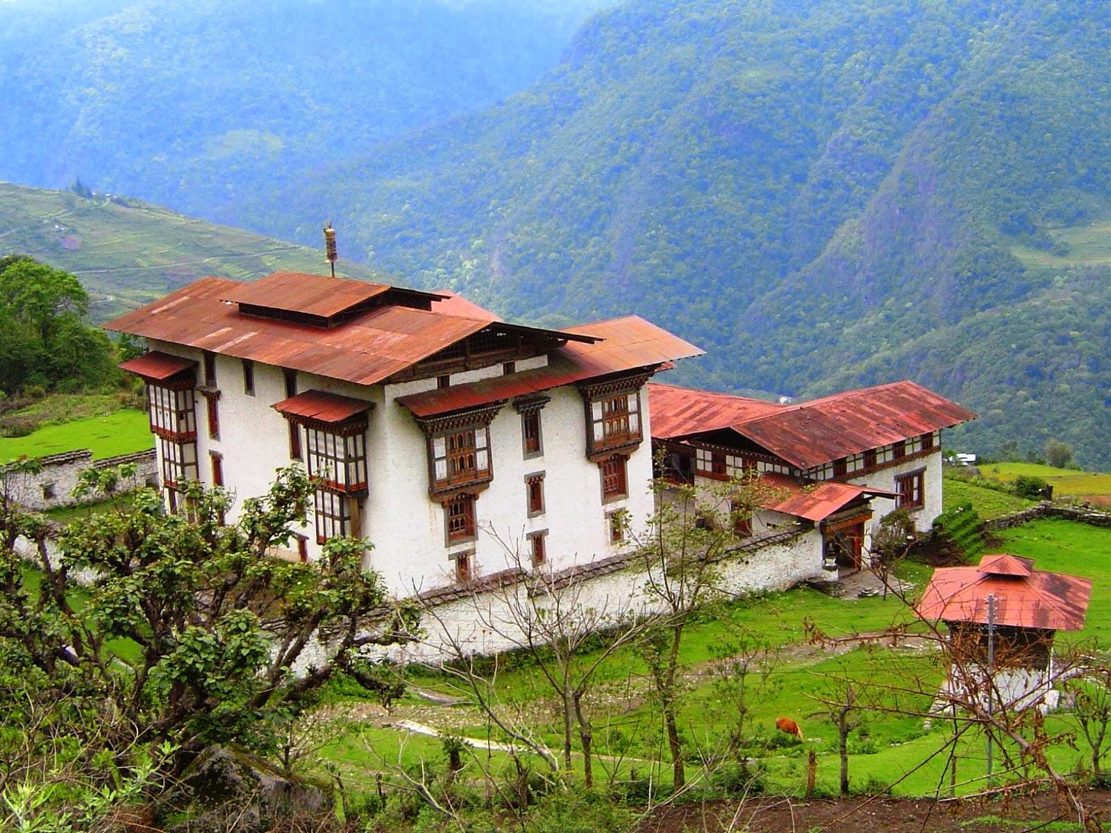 Kuenga Rabten Palace in Trongsa Bhutan showcasing traditional Bhutanese architecture.