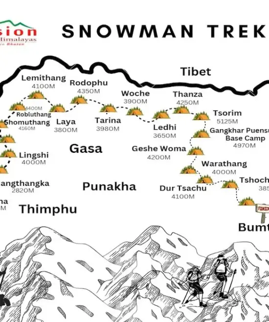 The Snowman Trek Map to guide you and give you quick over view of the Treks